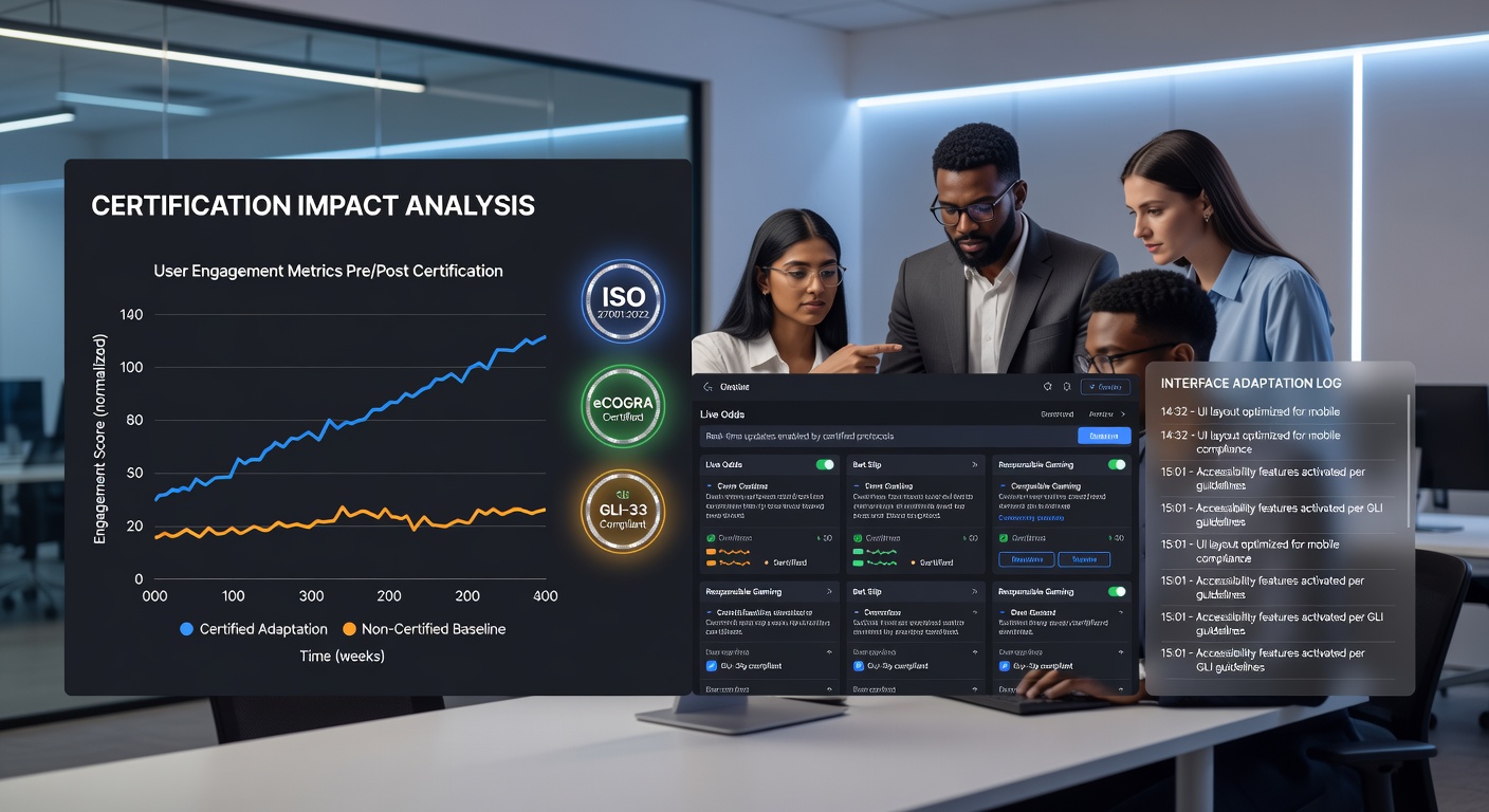 Mobile interface adaptation example highlighting certified UI elements in a virtual betting app